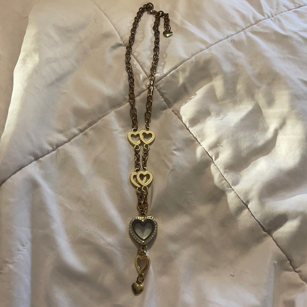 Faux gold locket necklace used with love